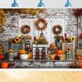 Withe Door Pumpkin Autumn Backdrop BRP7-92