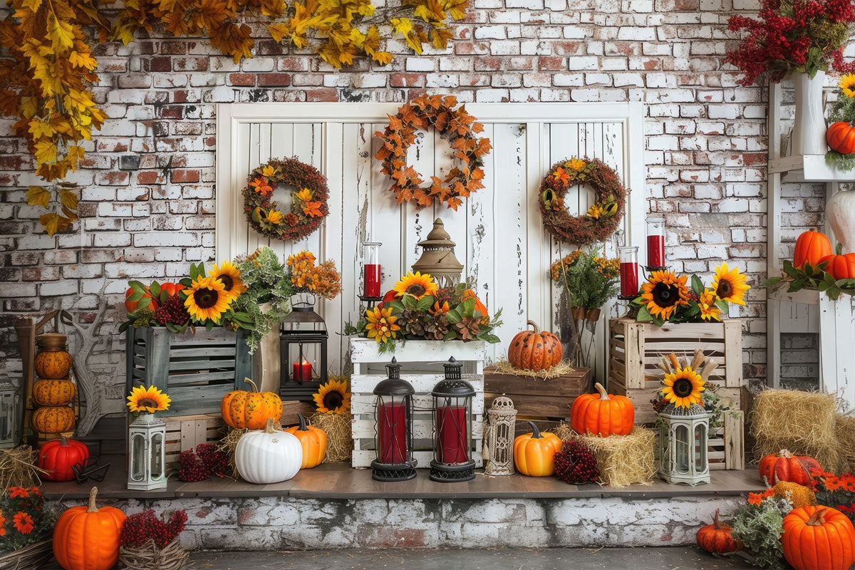 Withe Door Pumpkin Autumn Backdrop BRP7-92