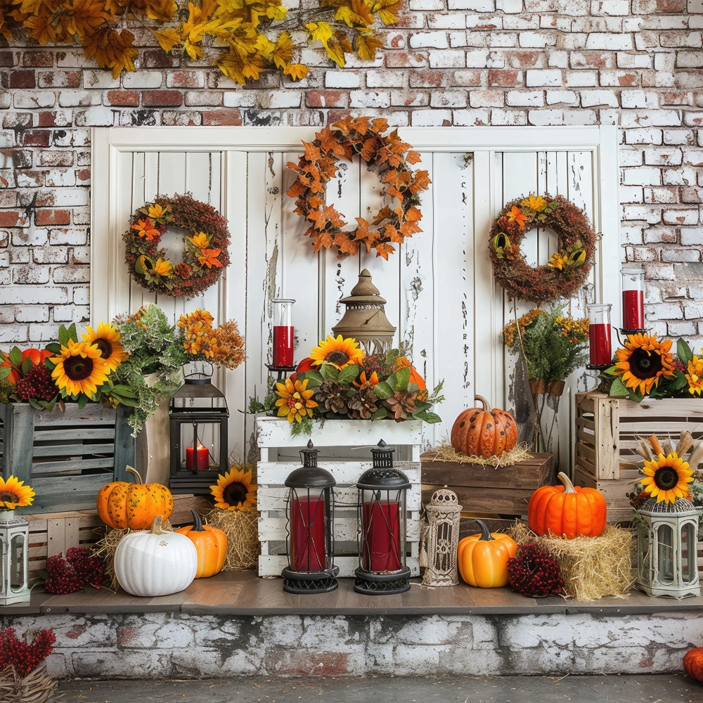 Withe Door Pumpkin Autumn Backdrop BRP7-92