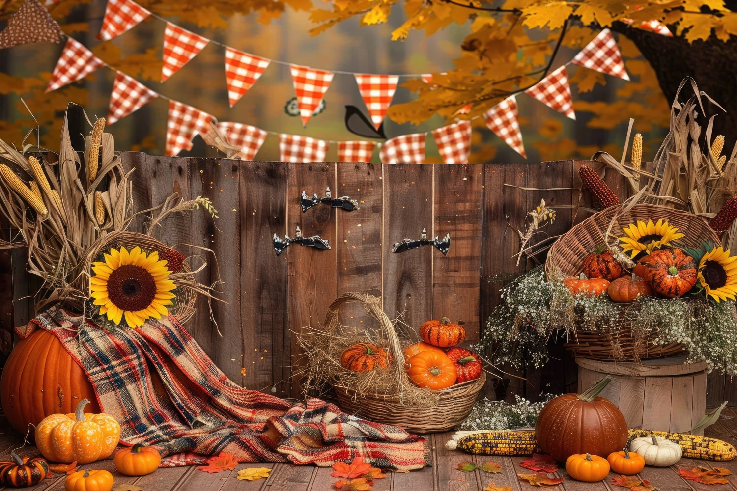 Wood Sunflower Food Autumn Backdrop for Photography BRP7-94