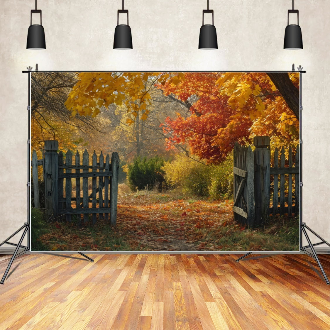 Fall Red Maple Fence Backdrop for Photography BRP7-95