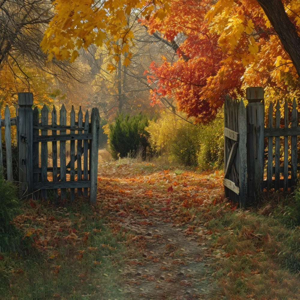 Fall Red Maple Fence Backdrop for Photography BRP7-95