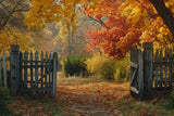 Fall Red Maple Fence Backdrop for Photography BRP7-95