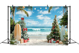 Christmas Palm Trees and Surf Backdrop BRP8-1