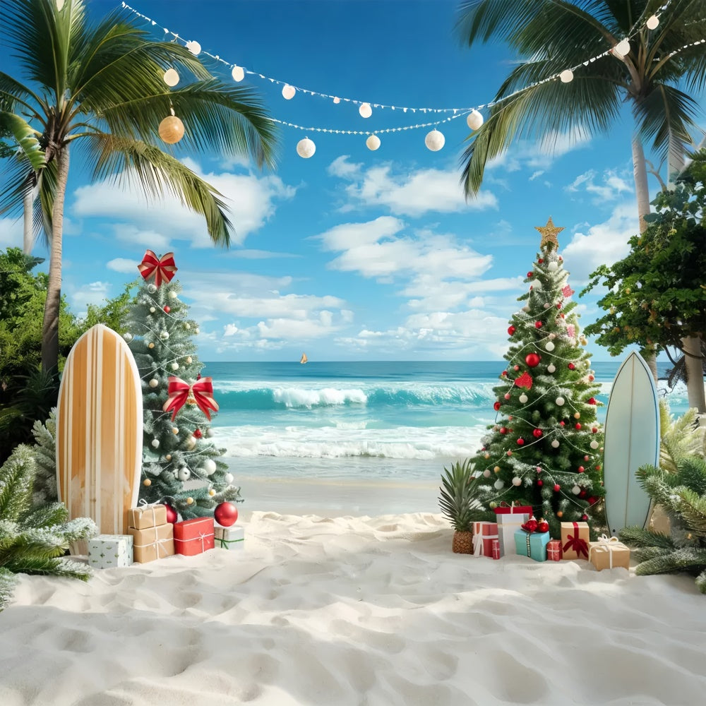 Christmas Palm Trees and Surf Backdrop BRP8-1