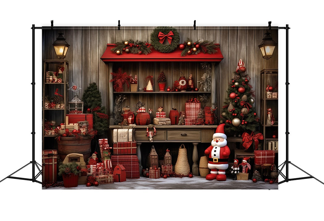 Santa Claus Cozy Workshop Christmas Backdrop BRP8-100