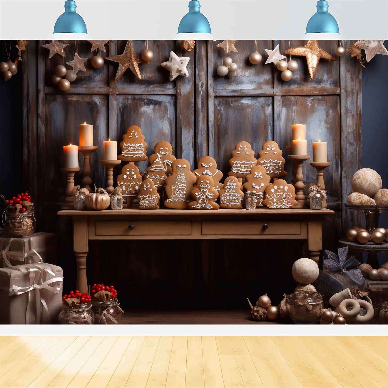 Christmas Gingerbread Cookie Table Backdrop BRP8-101