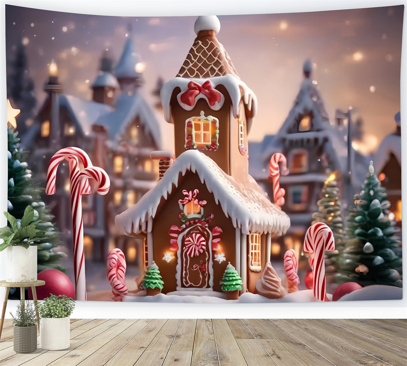 Sweet Gingerbread Cottage Christmas Backdrop BRP8-103