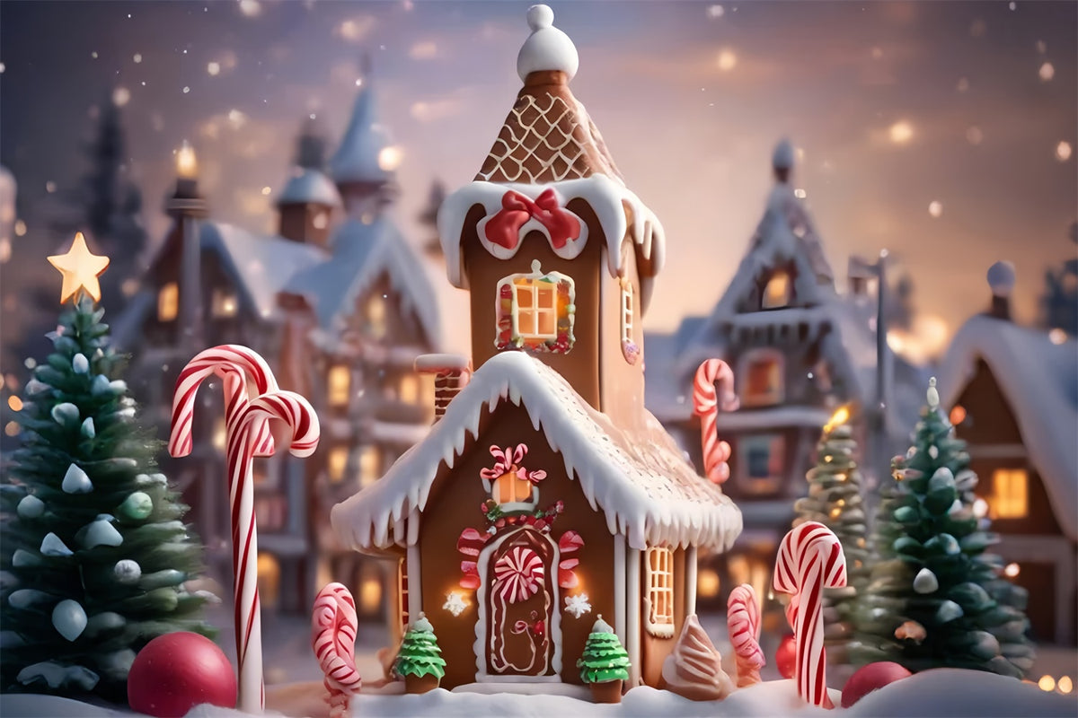 Sweet Gingerbread Cottage Christmas Backdrop BRP8-103