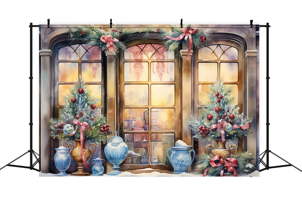 Vintage Christmas Window View Backdrop BRP8-105