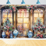 Vintage Christmas Window View Backdrop BRP8-105