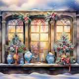 Vintage Christmas Window View Backdrop BRP8-105