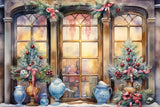 Vintage Christmas Window View Backdrop BRP8-105