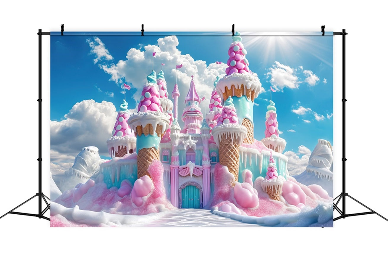 Enchanted Ice Cream Castle Christmas Backdrop BRP8-108