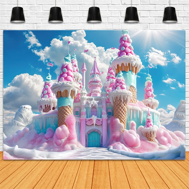 Enchanted Ice Cream Castle Christmas Backdrop BRP8-108