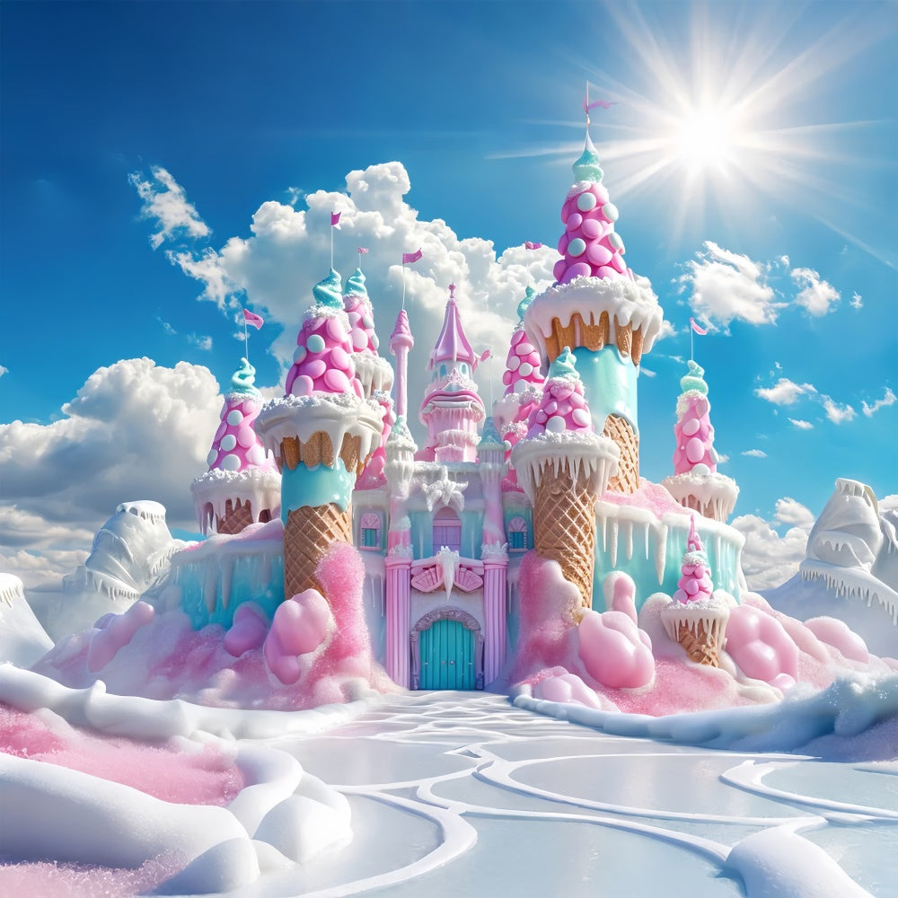 Enchanted Ice Cream Castle Christmas Backdrop BRP8-108