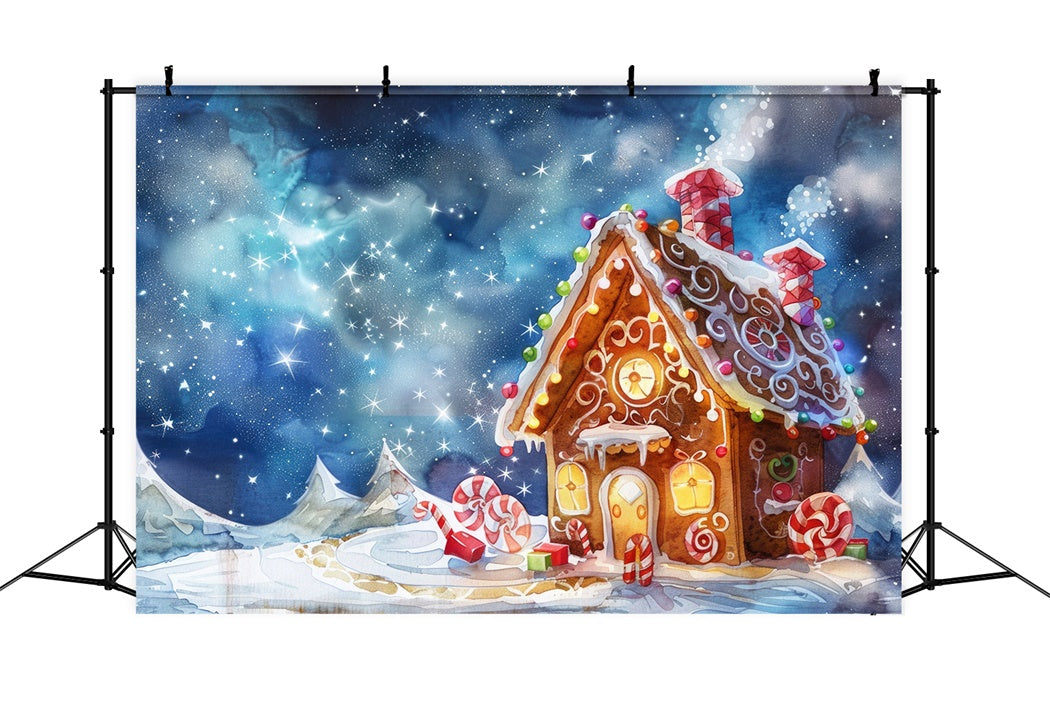 Gingerbread Cottage Under the Stars Backdrop BRP8-110