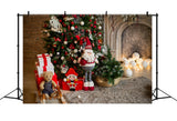 Christmas Tree with Santa and Nutcracker Backdrop BRP8-112