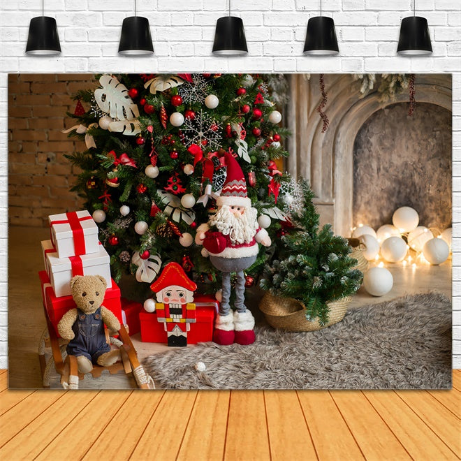 Christmas Tree with Santa and Nutcracker Backdrop BRP8-112