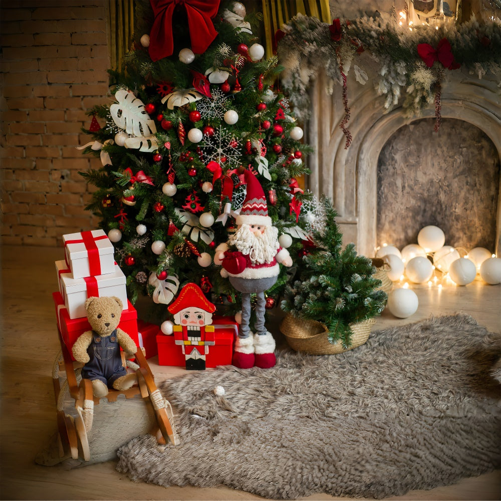 Christmas Tree with Santa and Nutcracker Backdrop BRP8-112