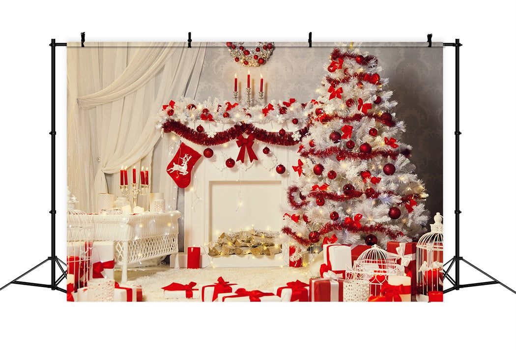 Red and White Christmas Decor Backdrop BRP8-115