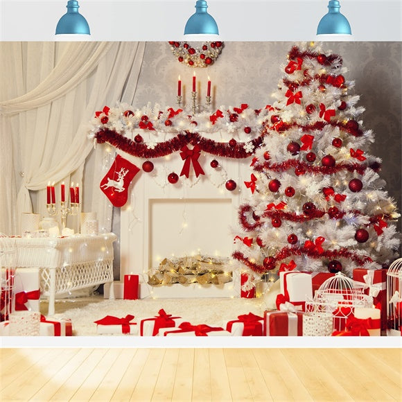 Red and White Christmas Decor Backdrop BRP8-115