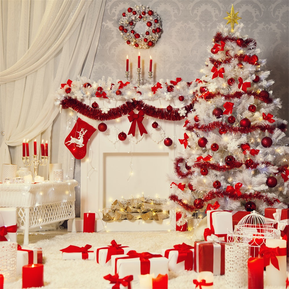 Red and White Christmas Decor Backdrop BRP8-115