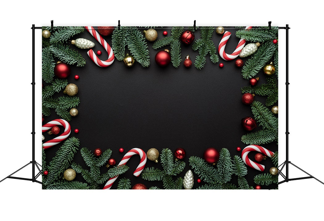 Christmas Candy Cane and Fir Branches Backdrop BRP8-116