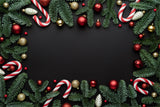 Christmas Candy Cane and Fir Branches Backdrop BRP8-116