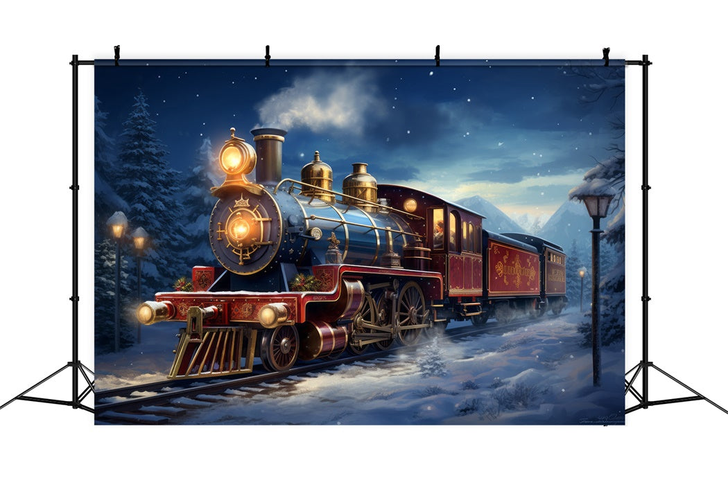 Snowy Christmas Train Adventure Backdrop BRP8-119