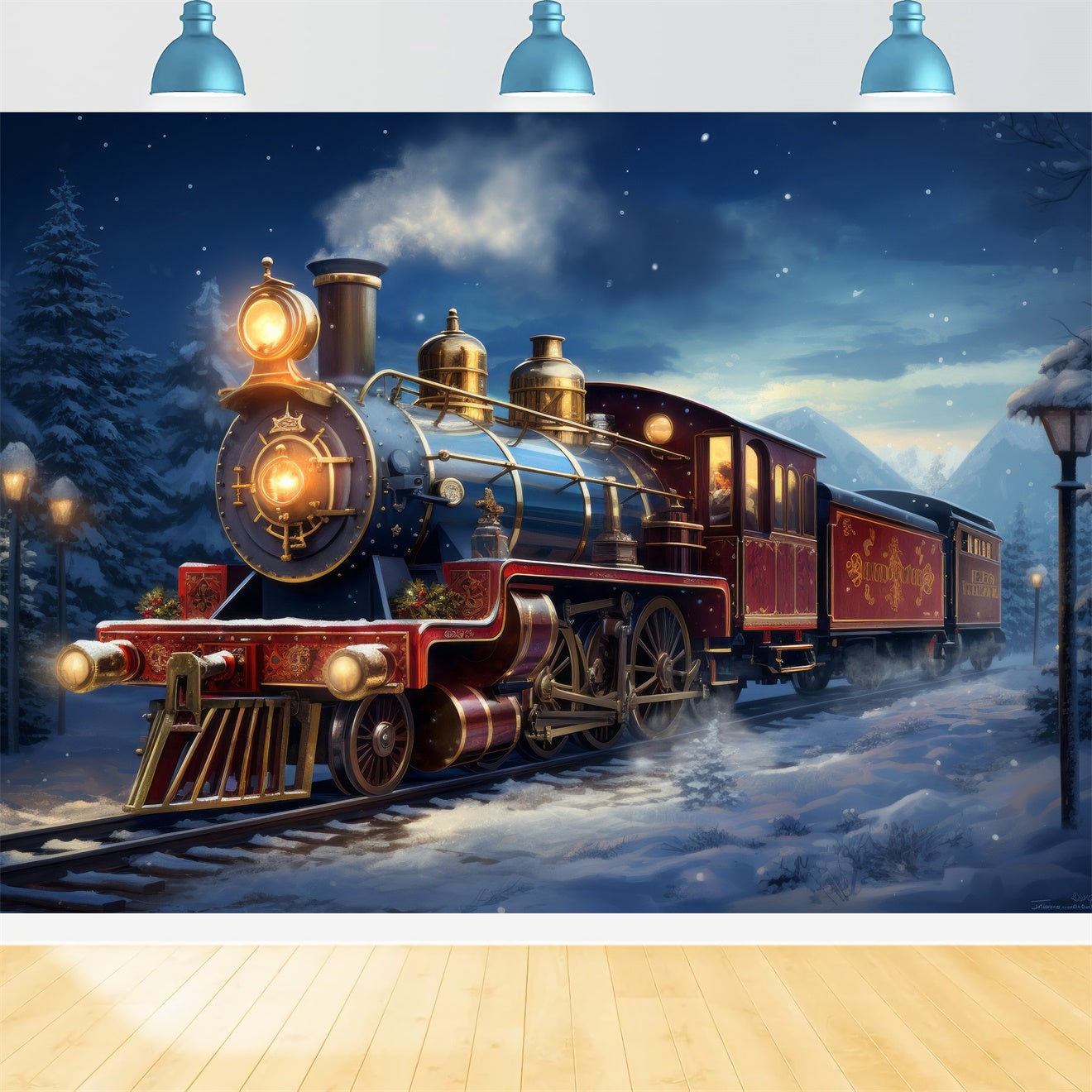 Snowy Christmas Train Adventure Backdrop BRP8-119