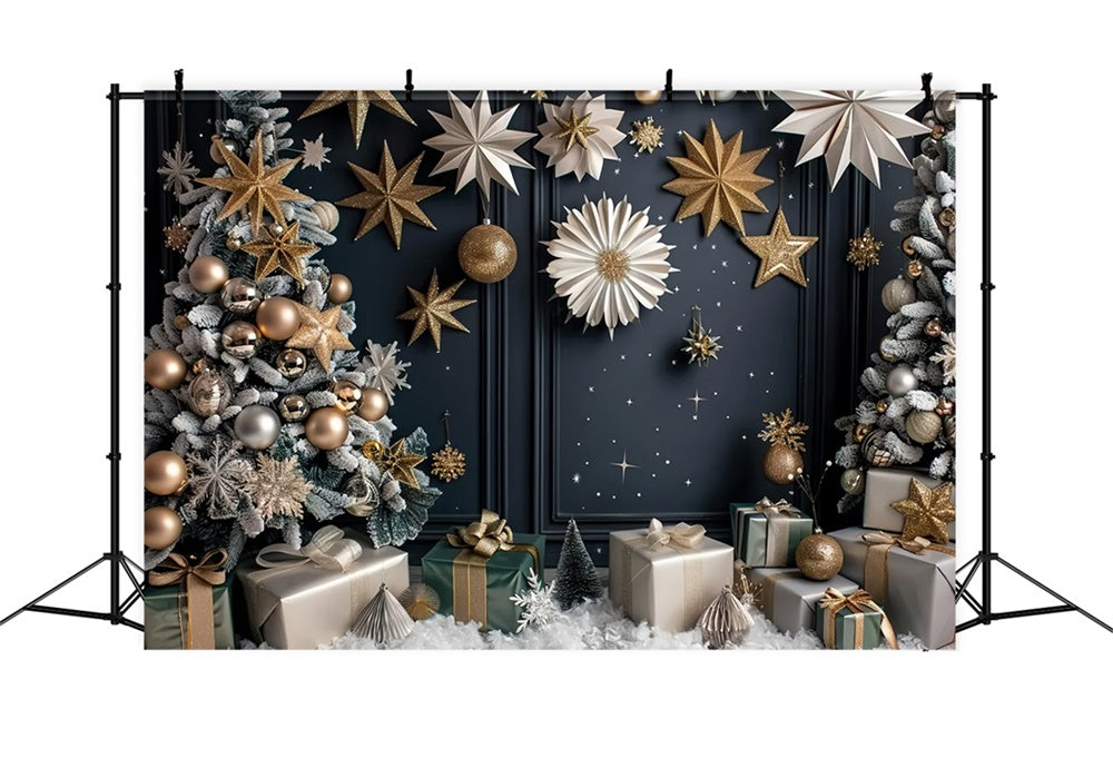 Christmas Tree Golden Ornaments Backdrop BRP8-12