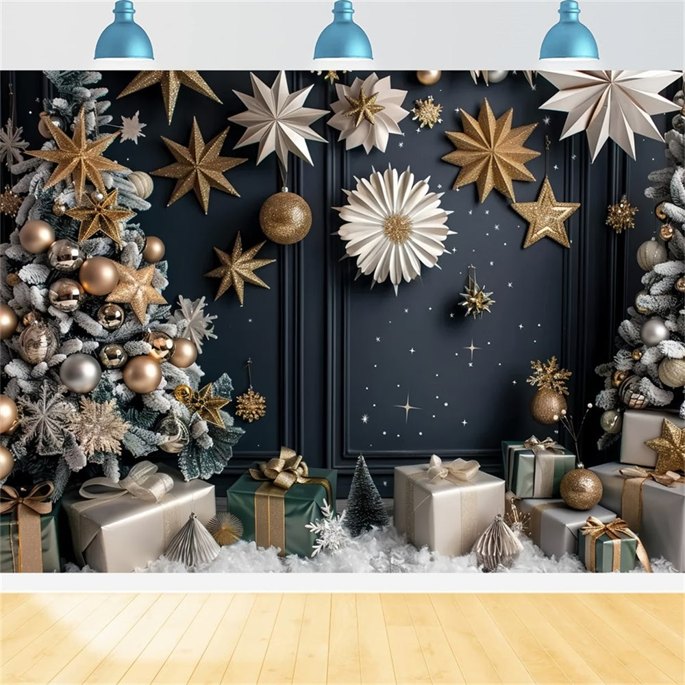 Christmas Tree Golden Ornaments Backdrop BRP8-12