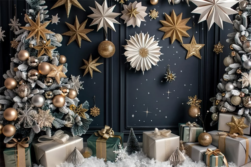 Christmas Tree Golden Ornaments Backdrop BRP8-12