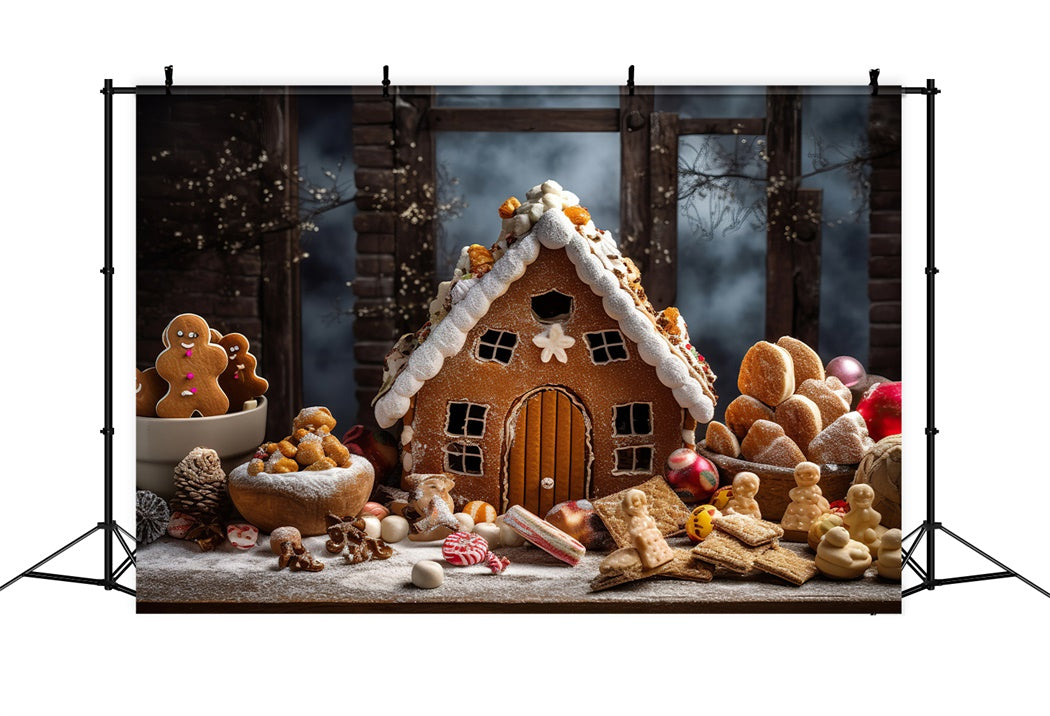 Christmas Gingerbread Cottage Backdrop BRP8-122