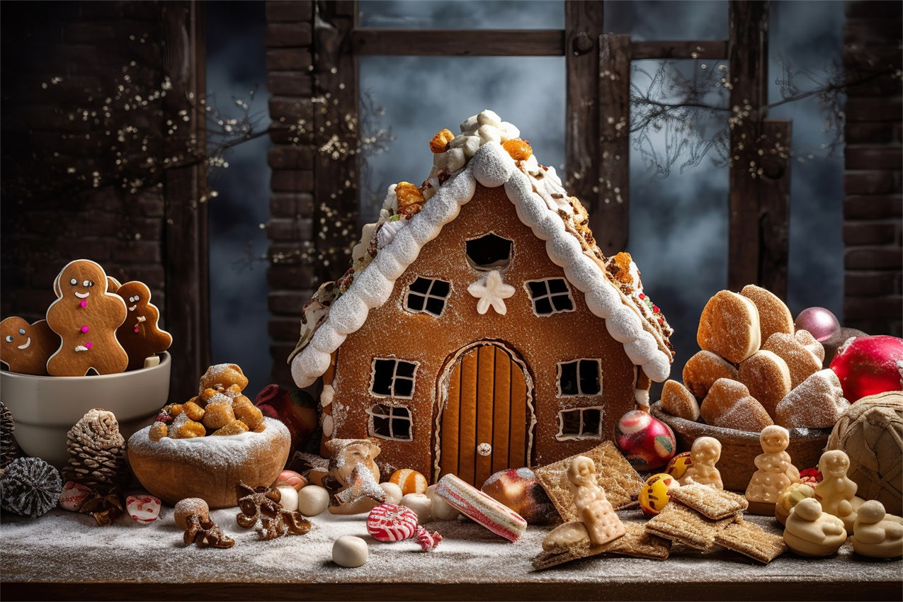 Christmas Gingerbread Cottage Backdrop BRP8-122