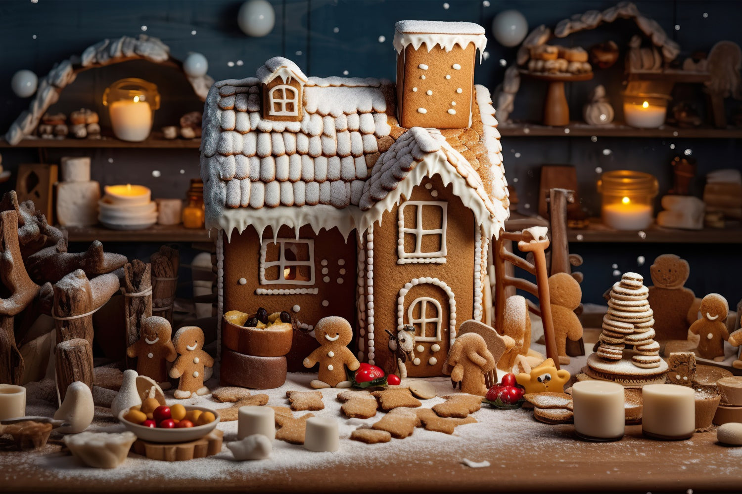 Christmas Gingerbread Kitchen Backdrop BRP8-123