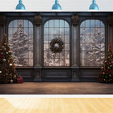 Christmas Grand Hall Wreath Windows Backdrop BRP8-124