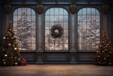 Christmas Grand Hall Wreath Windows Backdrop BRP8-124