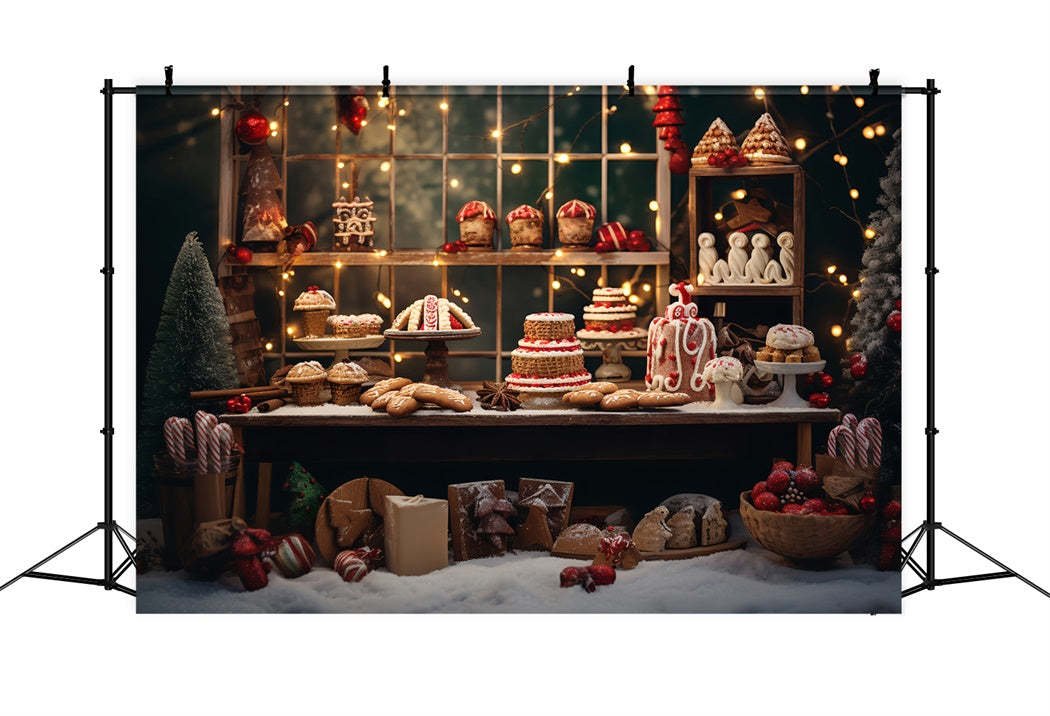 Christmas Dessert Table with Lights Backdrop BRP8-129