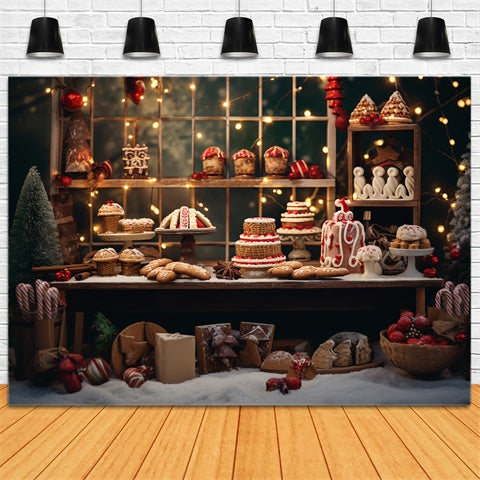 Christmas Dessert Table with Lights Backdrop BRP8-129