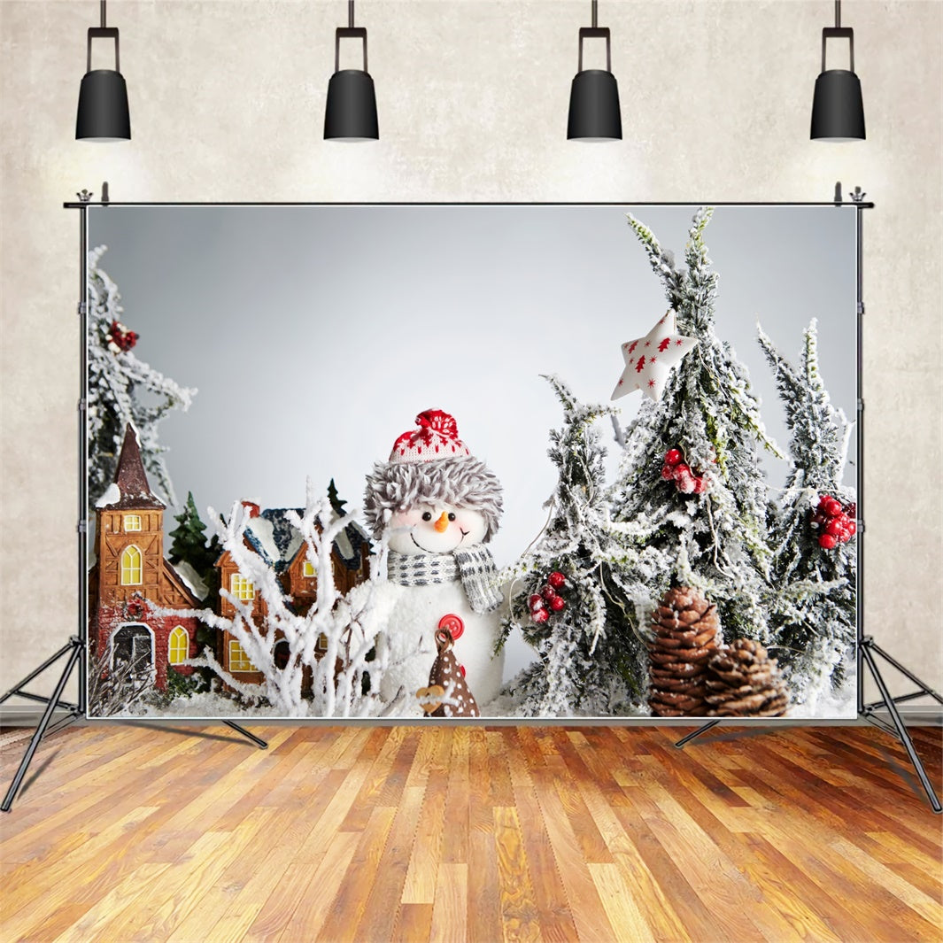 Christmas Snowman in Frosted Pine Forest Backdrop BRP8-130