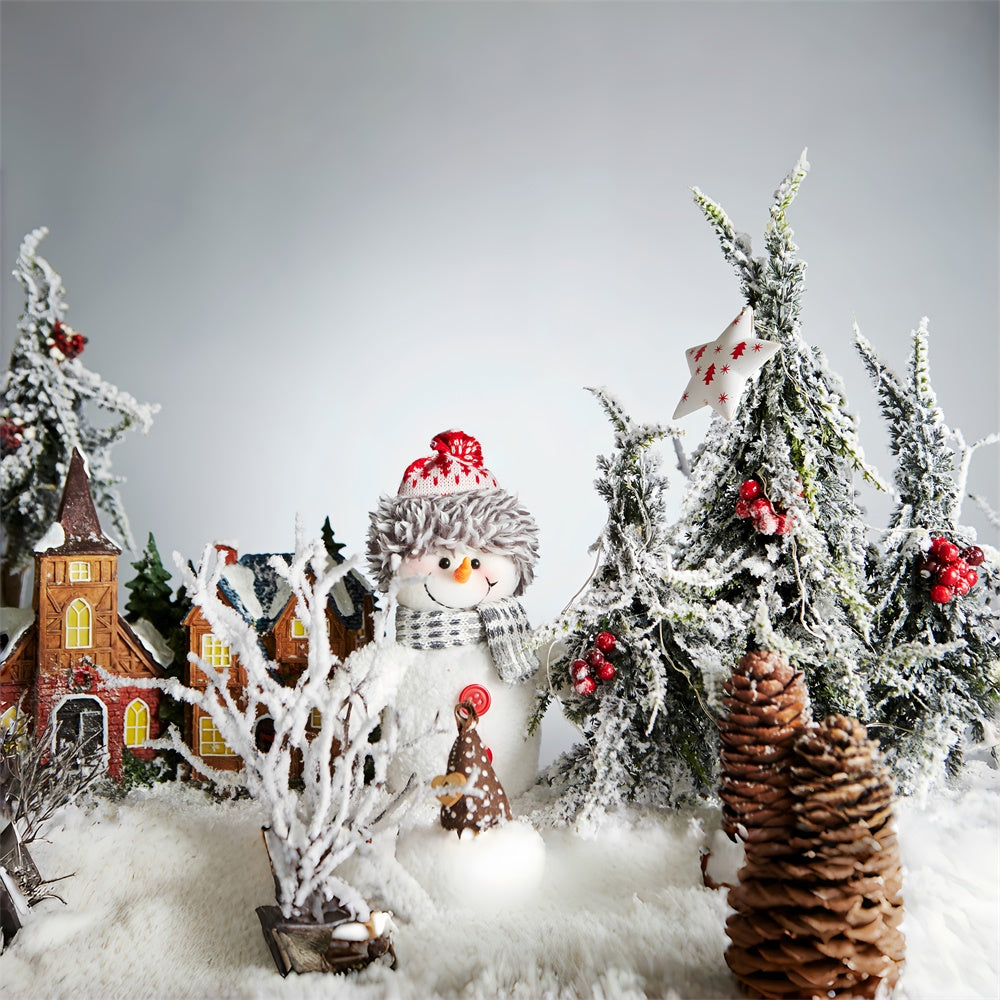 Christmas Snowman in Frosted Pine Forest Backdrop BRP8-130