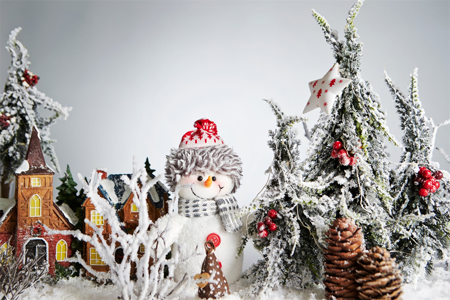 Christmas Snowman in Frosted Pine Forest Backdrop BRP8-130