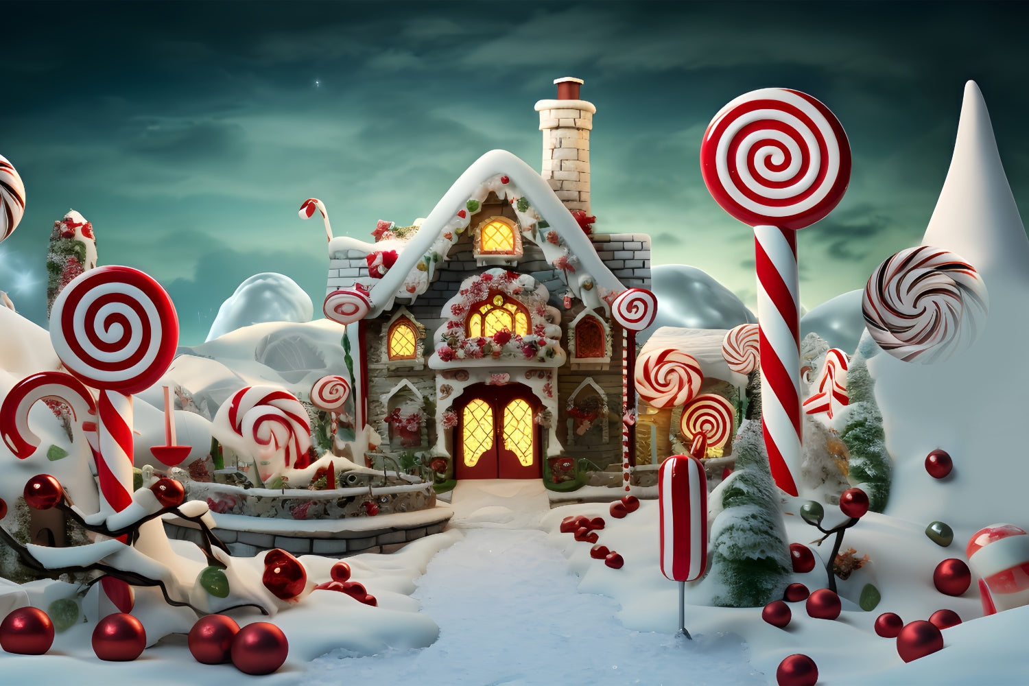 Christmas Gingerbread House Candy Dreamland Backdrop BRP8-133