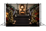 Christmas Staircase with Elegant Garland Backdrop BRP8-134