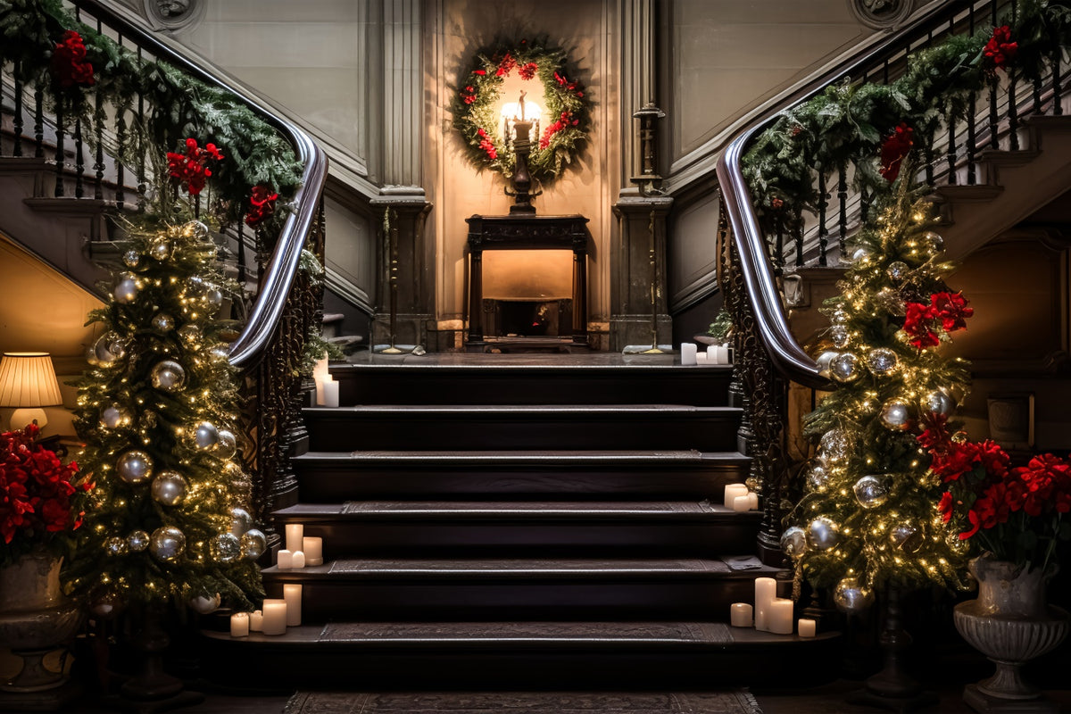 Christmas Staircase with Elegant Garland Backdrop BRP8-134