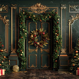 Elegant Christmas Trees with Golden Accents Backdrop BRP8-139