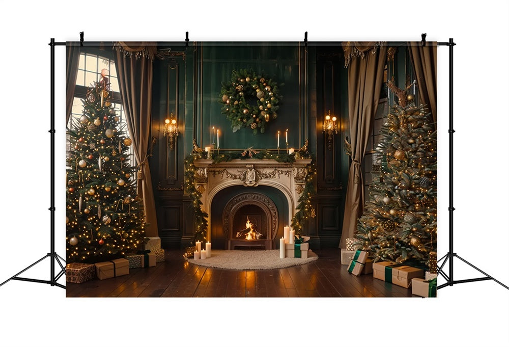 Christmas Candlelit Fireplace Backdrop BRP8-14