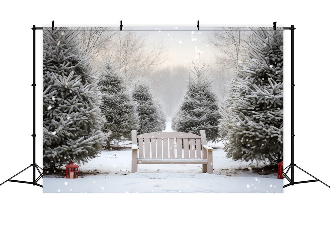 Snowy Christmas Tree  Grove Bench Backdrop BRP8-141